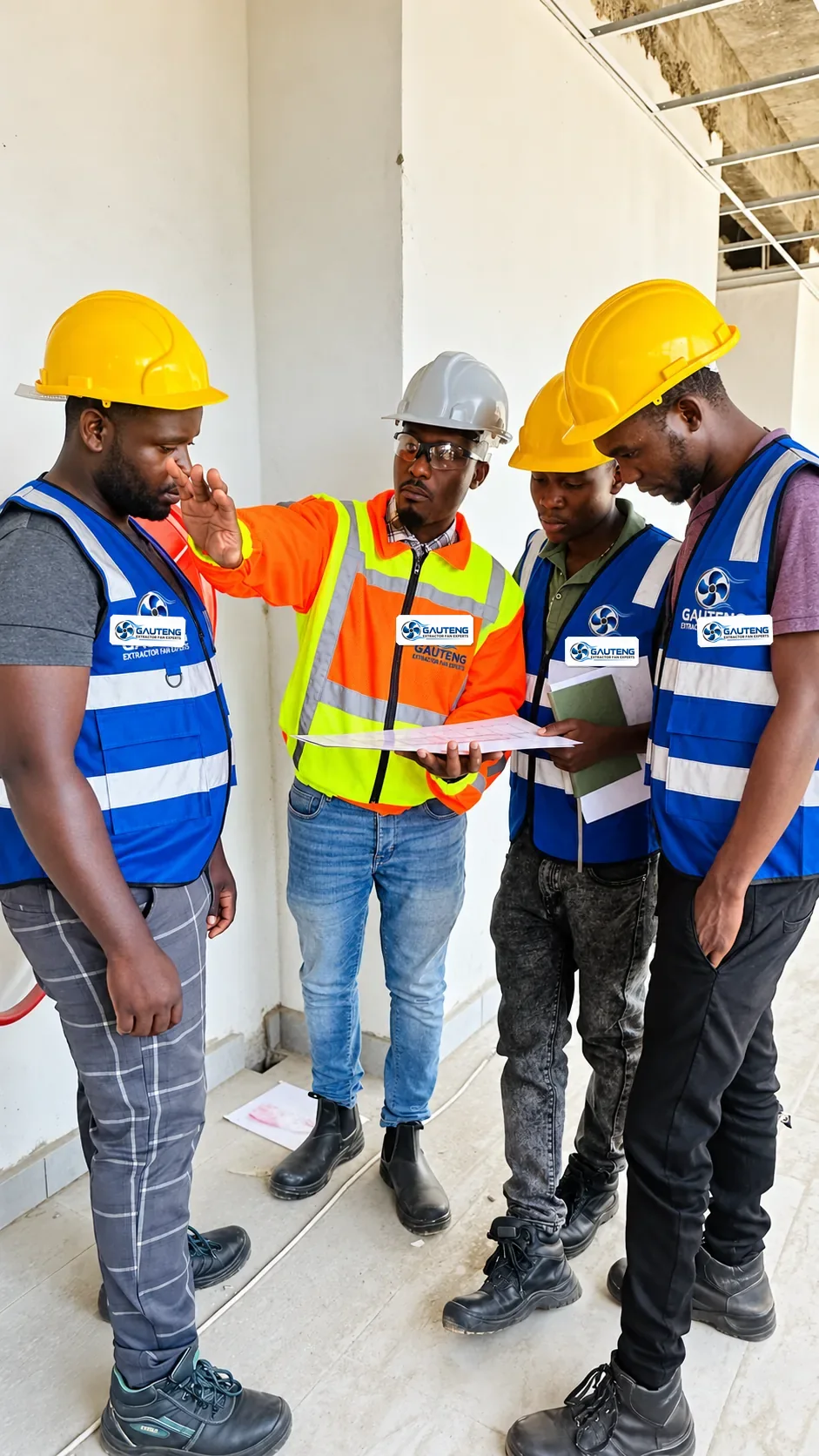 Gauteng Extractor Fan Experts technicians during site coordination