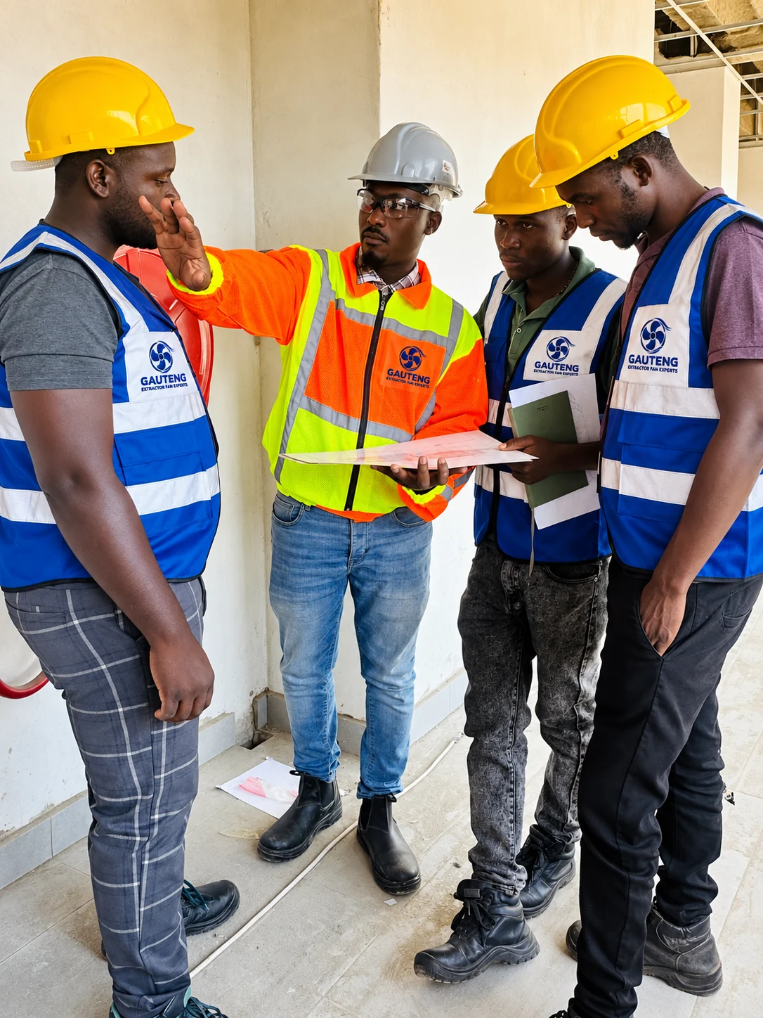 Rooftop technician team on site